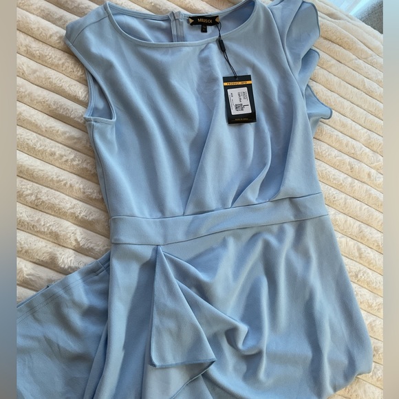 New Money RUFFLED BLUE PENCIL DRESS - Picture 10 of 15